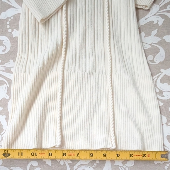 WOW Couture Cream V-Neck Ribbed Knit Dress - Picture 8 of 10